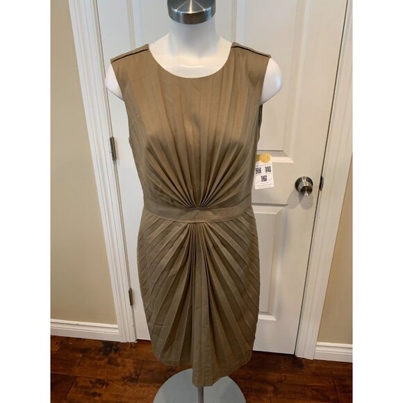 Ted Baker Dark Tan Pleated Twist Front Sleeveless Daspl Dress, Size 3 (Med) - Picture 1 of 5